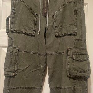 Dollhouse 7/8 Women's Low Waist Cargo Jeans Wide Leg Army Green Casual Trendy